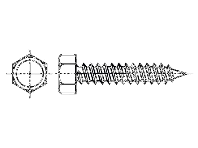 Schroef; 5,5x13; Kop: zeskant; geen; 8mm; gehard staal; zink Schroef; 5,5x13; Kop: zeskant; geen; 8mm; gehard staal; zink